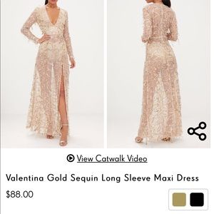 valentina gold sequin long sleeve maxi dress